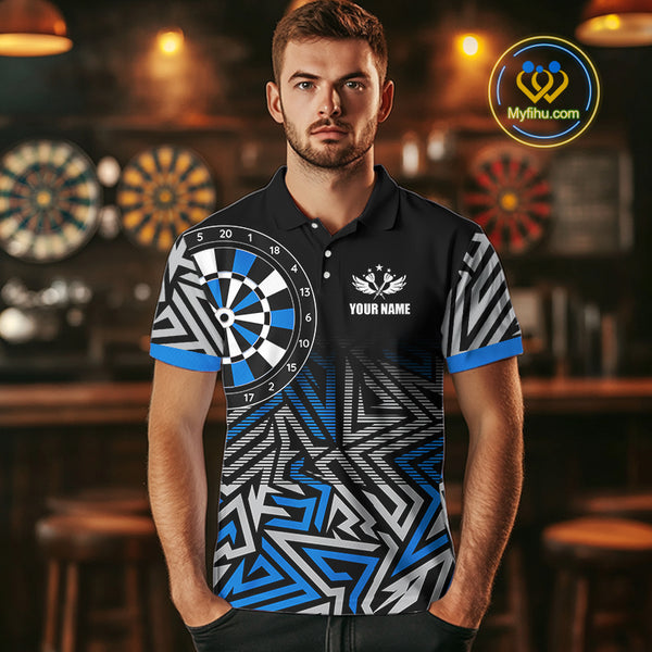 Personalized Darts Heartbeat Zig-Zag Pattern Custom Dart Shirts For Men, Dart Team Jersey|Blue TDM3984