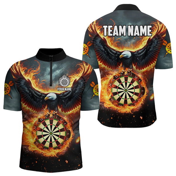 Personalized Fire Flame Dartboard Eagle 3D Dart Shirts For Men Darts League Team Shirt Dart Jerseys TDM3219