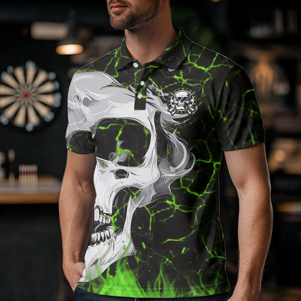 Personalized Green Glowing Fire Crack Skull Dart Shirt Custom Dart Shirts For Men Dart Team Jersey TDM3418