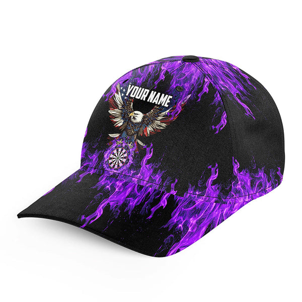 Purple Flame American Flag Eagle Darts Hats For Men Women Custom 3D Printed Baseball Darts Caps TDM3555