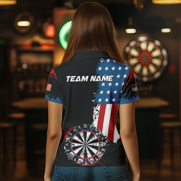 Personalized Grunge Dartboard American Flag Darts Shirts For Women, Patriotic Us Flag Dart Jerseys TDM3719