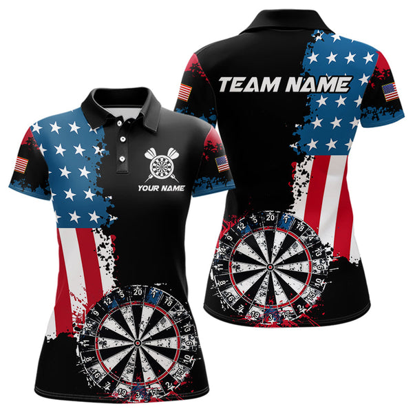 Personalized Grunge Dartboard American Flag Darts Shirts For Women, Patriotic Us Flag Dart Jerseys TDM3719