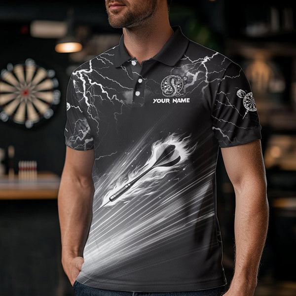 White And Black 3D Thunder Lightning Custom Cobra Snake Men Dart Shirt Jersey Best Dart Team Shirt TDM3721