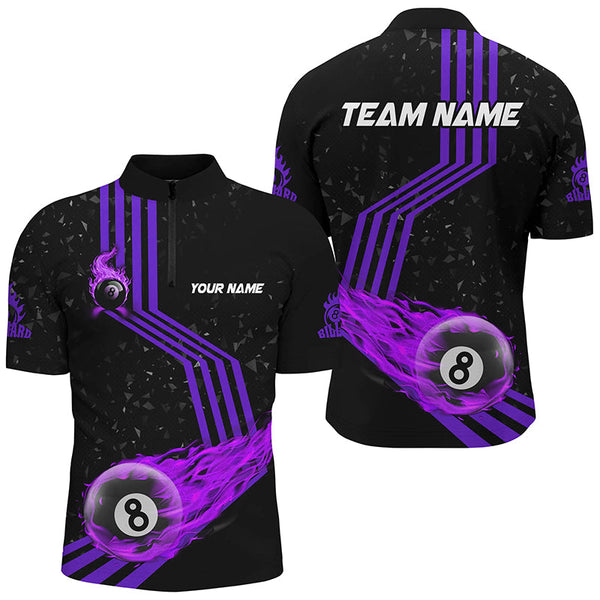 Personalized Ball 8 Fire Racing Road Billiard Jersey For Men Best Billiards Shirts For Team |Purple TDM2488