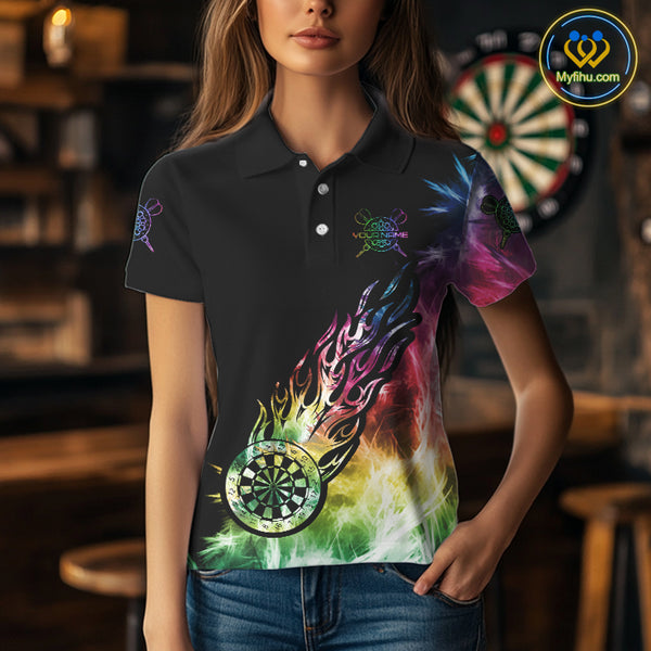 Rainbow Colorful Light Icy Women Darts Polo & Quarter Zip Custom Dart Shirts For Team Dart Jerseys TDM3996