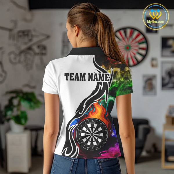 Colorful Rainbow Smoke Dart Shirts For Women Custom Team Polo & Quarter Zip Darts Jerseys Outfit TDM4007