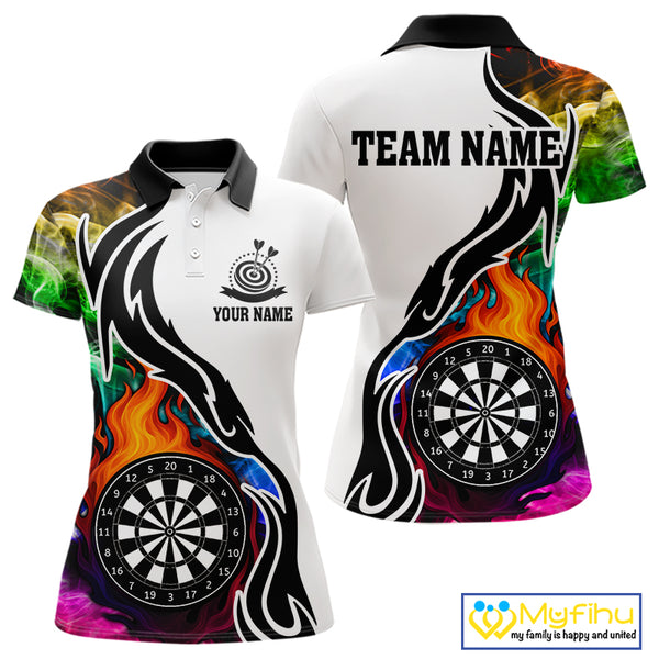 Colorful Rainbow Smoke Dart Shirts For Women Custom Team Polo & Quarter Zip Darts Jerseys Outfit TDM4007