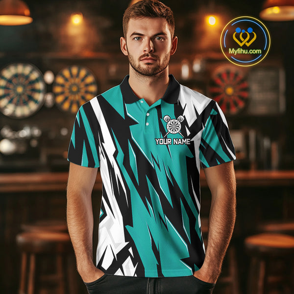 Turquoise Darts Jerseys For Men Custom Darts Team Shirts Polo & Quarter Zip, Darts Clothing TDM4008