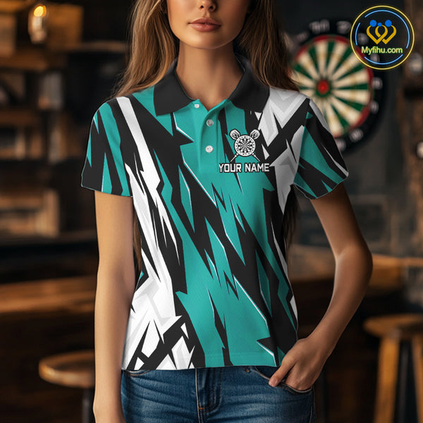 Turquoise Darts Jerseys For Women Custom Darts Team Shirts Polo & Quarter Zip, Darts Clothing TDM4008