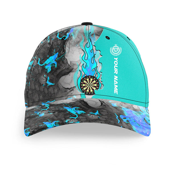 Turquoise Darts Board Fire Smoke Darts Hat Gifts, Personalized Adjustable Darts Caps For Player TDM1627