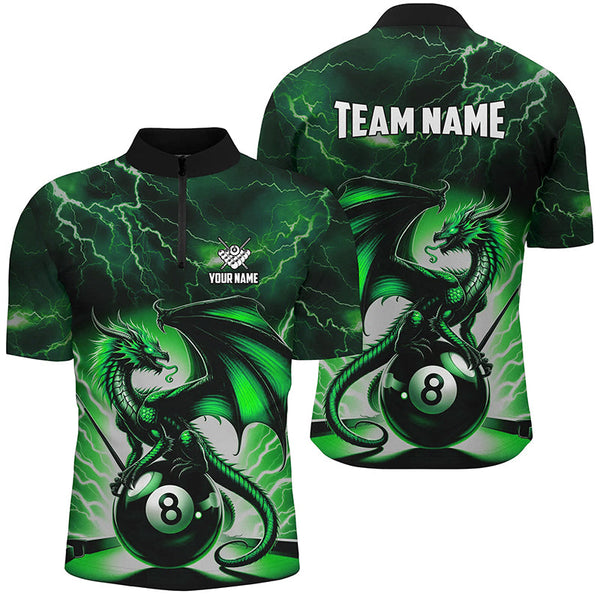 Lightning Thunder Dragon Custom Green 8 Ball Pool Shirts For Men, Billiard Team League Jerseys TDM2250