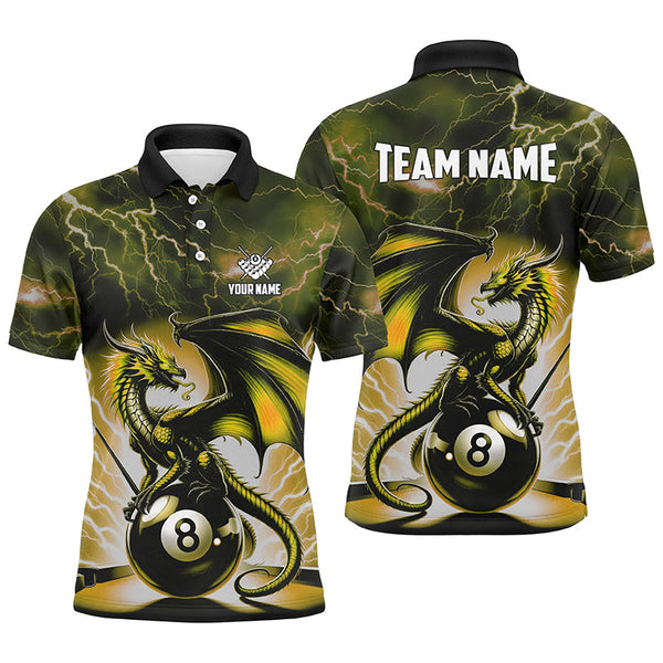 Lightning Thunder Dragon Custom Yellow 8 Ball Pool Shirts For Men, Billiard Team League Jerseys TDM2251