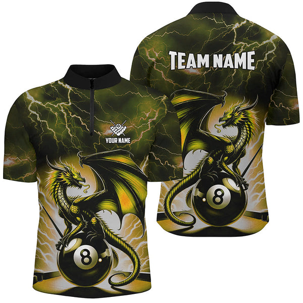Lightning Thunder Dragon Custom Yellow 8 Ball Pool Shirts For Men, Billiard Team League Jerseys TDM2251