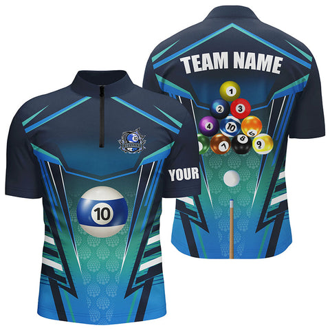 10 Ball Pool Billiard Jerseys Custom Quarter-Zip Shirts For Men Best Billiard Team Shirts  TDM0926