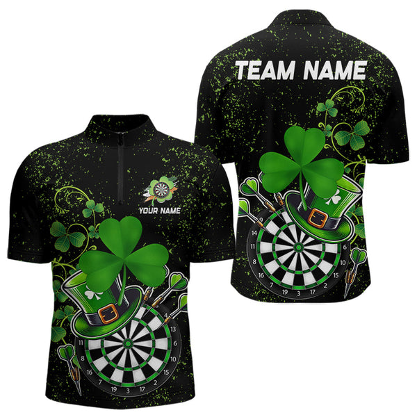 Luckiest Green Shamrock Black Grunge Dart Shirts For Men Custom St Patrick Day Dart Team Jerseys TDM3591