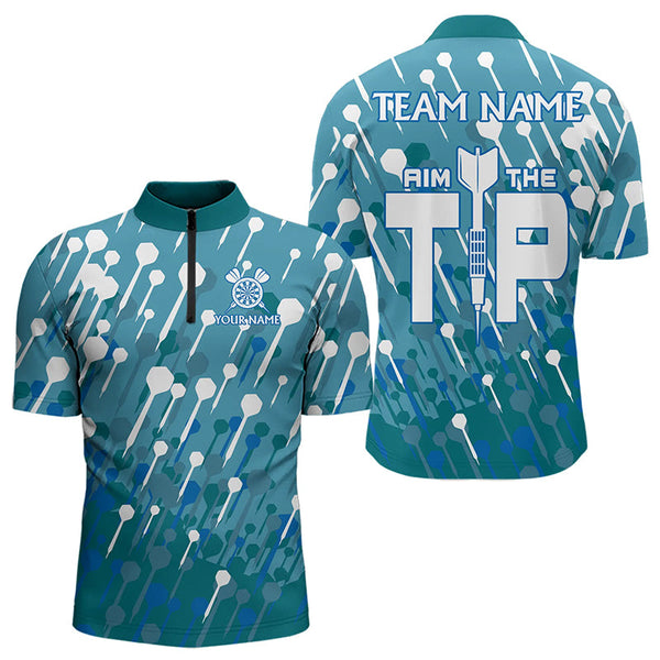 Aim The Tip Arrow Pattern Custom Dart Shirts For Men, Funny Dart Team Shirts Dart Jerseys | Blue TDM3246