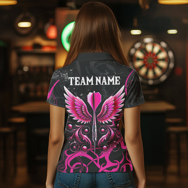 Personalized Pink Black Arrow Wings Dart Shirt For Women Custom Dart Jerseys TDM3596
