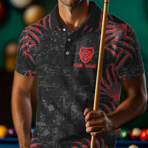 Funny Skull Claw Pattern Custom Men Billiard Shirts, Grunge Red Black Team Billiard Jerseys TDM3752