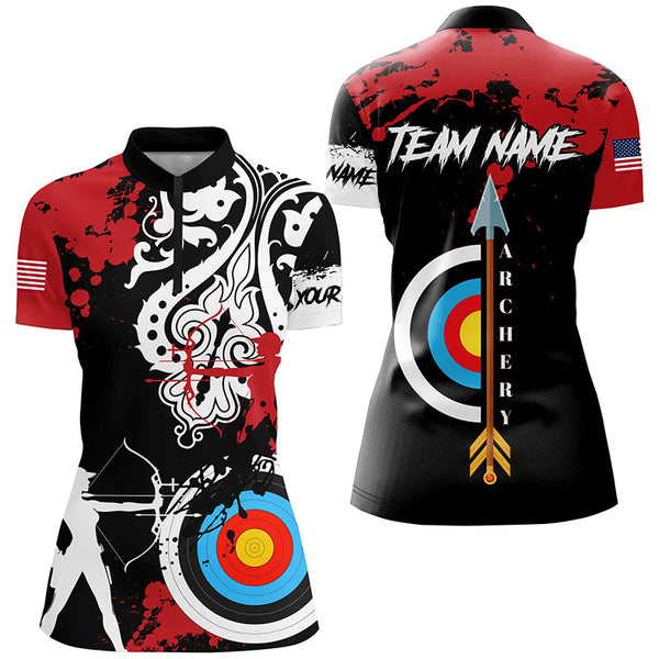 Personalized Grunge Tribal Archery Shirts For Women Custom Archery Jerseys For Team Archer |Red TDM2056