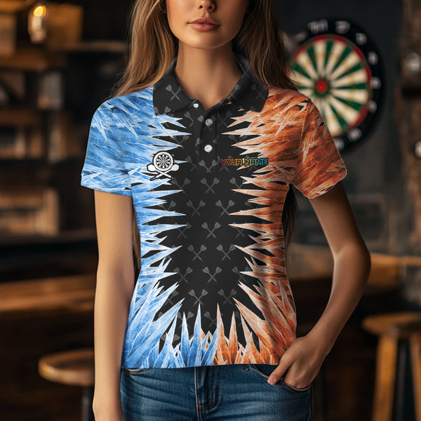 Blue And Orange Icy Women Dart Shirt With Pocket Option Custom Dart Jersey TDM3757