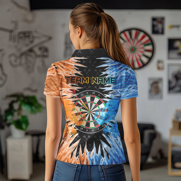 Blue And Orange Icy Women Dart Shirt With Pocket Option Custom Dart Jersey TDM3757