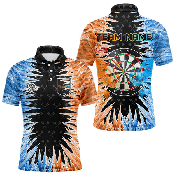 Blue And Orange Icy Men Dart Shirt With Pocket Option Custom Dart Jersey TDM3757