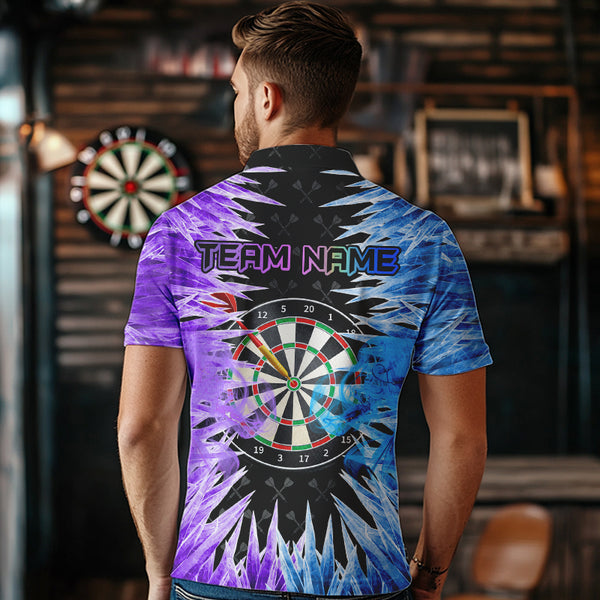 Blue And Purple Icy Men Dart Shirt With Pocket Option Custom Dart Jersey TDM3758