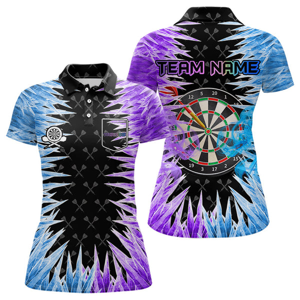 Blue And Purple Icy Women Dart Shirt With Pocket Option Custom Dart Jersey TDM3758