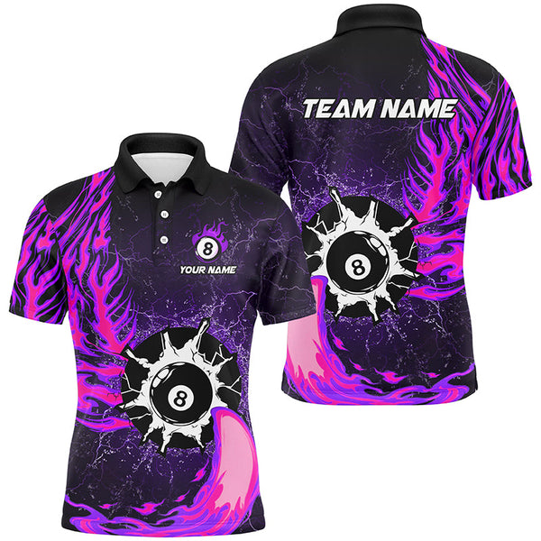 Personalized Multi-Color Funny 8 Ball Pool Fire Billiard Shirts For Pool Player, Billiard Jerseys TDM1636