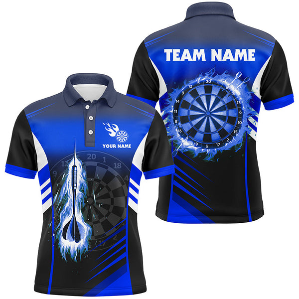 Personalized Darts Fire Arrow Men Dart Polo Shirts Custom Flame Dart Shirt Darts Jersey | Blue TDM2276