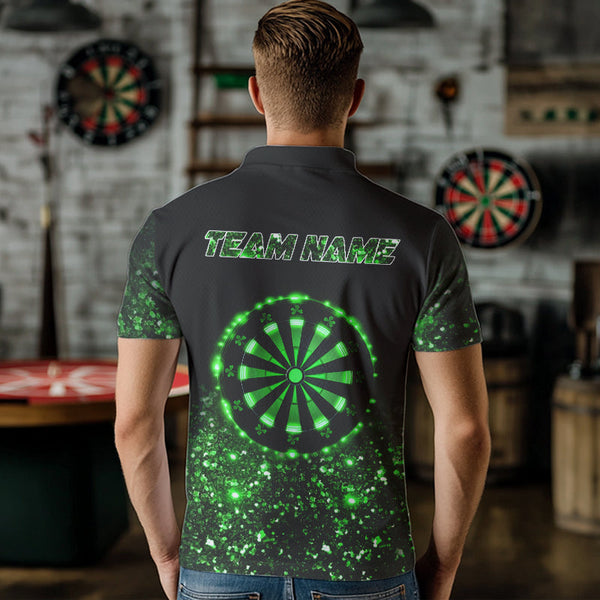 Custom Green Glowing Dartboard St Patrick Day Dart Shirts For Men, Luckiest Shamrock Dart Jerseys TDM3612