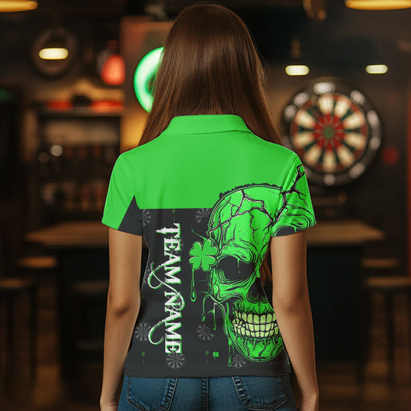 Personalized Green Shamrock Skull Dart Shirts For Women Custom Saint Patrick Day Dart Jerseys Outfit TDM3613