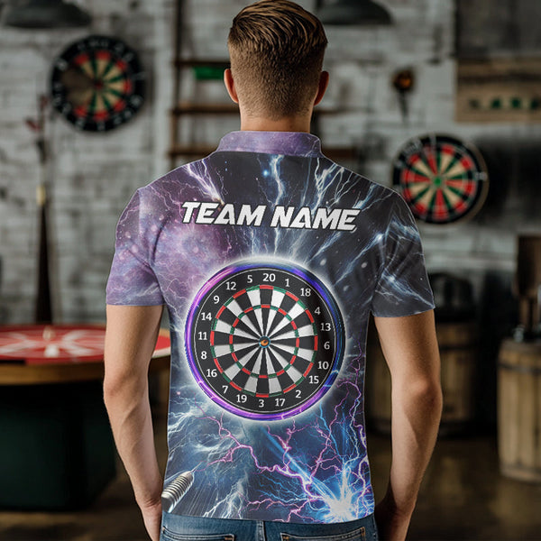 Blue And Purple Galaxy Thunder Lightning Dart Shirts For Men Custom Dart Jerseys Polo & 1/4 Zip TDM3768