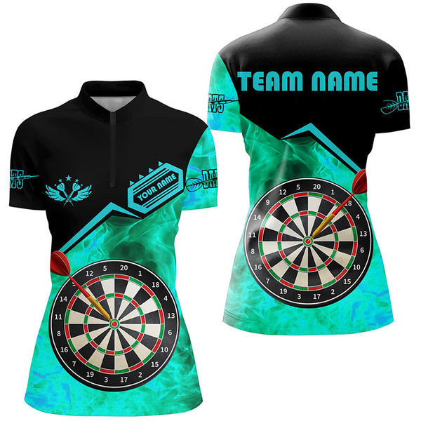 Personalized Darts Fire 3D Printed Women Darts Shirts Custom Darts Board Jerseys Attire |Turquoise TDM1860