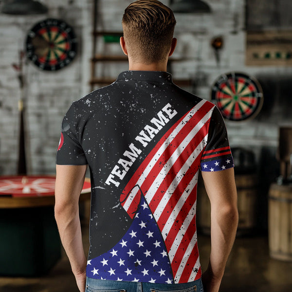 Personalized The Statue Of Liberty Black Darts Shirts For Men Custom Us Flag Patriotic Darts Jersey TDM3466