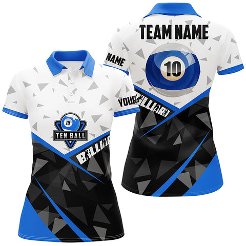 10 Ball Pool Billiard Jerseys Women Polo Shirts, Personalized Name 10 Ball Billiards Team Shirts TDM0956
