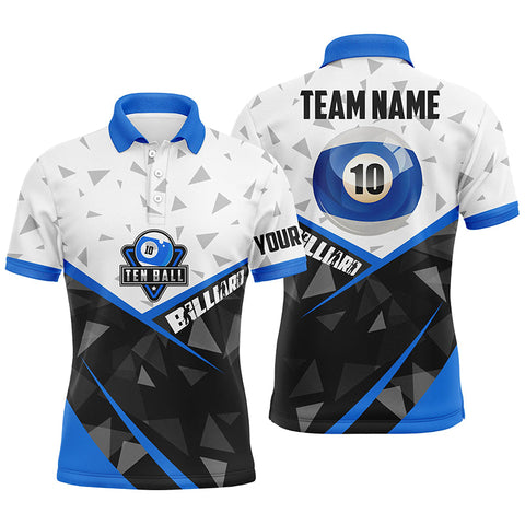 10 Ball Pool Billiard Jerseys Men Polo Shirts, Personalized Name 10 Ball Billiards Team Shirts TDM0956