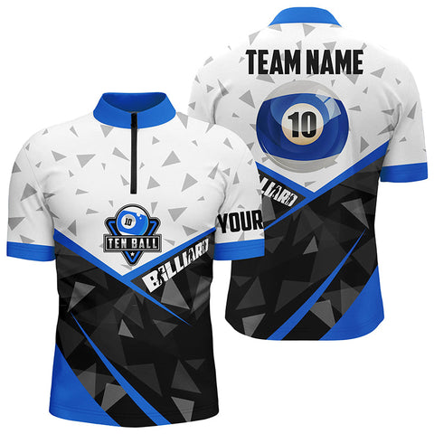 10 Ball Pool Billiard Jerseys Men Quarter-Zip Shirts Custom 10 Ball Billiards Team Shirts TDM0956