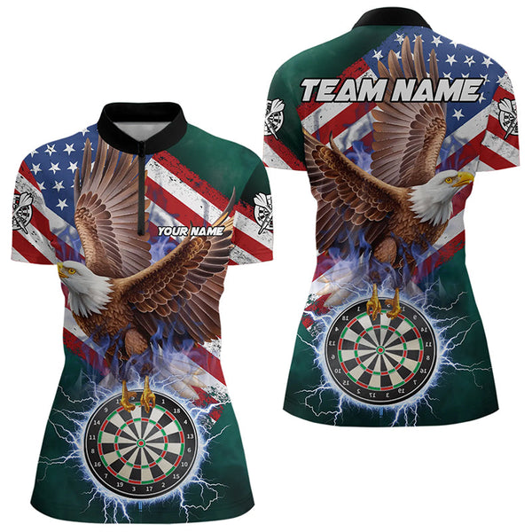 Personalized American Flag Eagle Dart Shirts For Women Custom Dart Board Lightning Dart Jerseys TDM3288