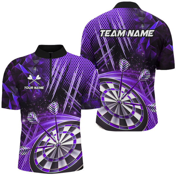 Personalized 3D Glitter Men Darts Shirts Custom Team Dart League Shirts Dart Jerseys |Purple TDM2583