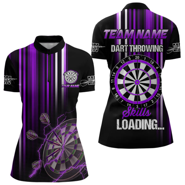 Purple Throwing Skills Loading Custom Dart Shirt For Women With Pocket Option TDM3788