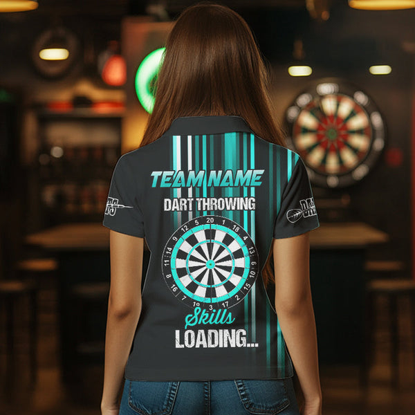 Turquoise Throwing Skills Loading Custom Dart Shirt For Women, Pocket Option TDM3789