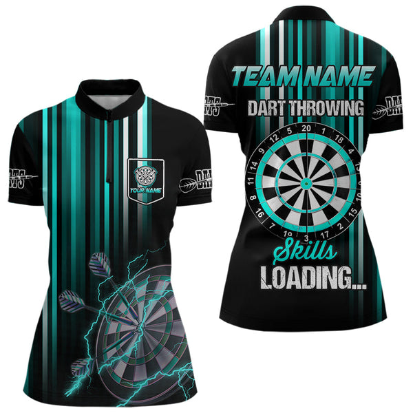 Turquoise Throwing Skills Loading Custom Dart Shirt For Women, Pocket Option TDM3789