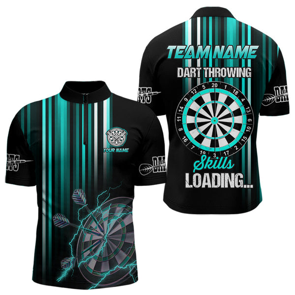 Turquoise Throwing Skills Loading Custom Dart Shirt For Men, Pocket Option TDM3789