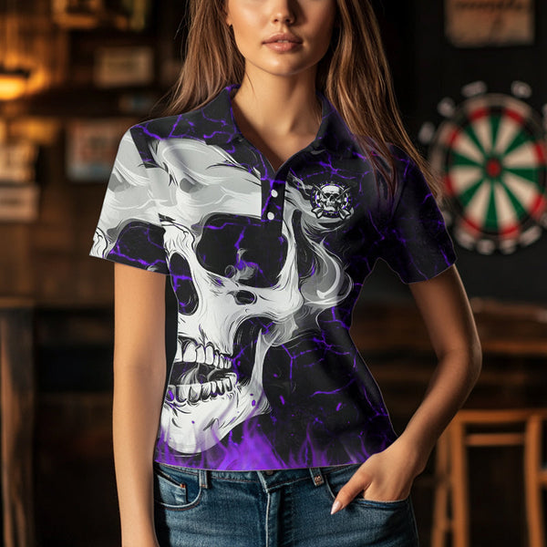 Personalized Purple Glowing Fire Crack Skull Dart Shirt Custom Dart Shirts For Women Dart Team Jersey TDM3493
