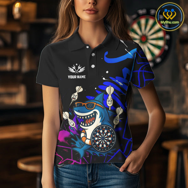 Funny Shark Darts Shirt For Women – Custom Dart Team Jersey | Polo & Quarter Zip Darts Shirt Style TDM4077