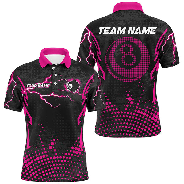 Personalized Pink Grunge Billiard Shirts For Men, Best Custom Billiard Jerseys For Pool Player TDM1913