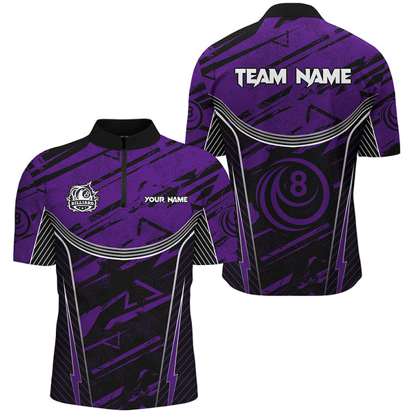 Personalized Purple Grunge Billiard Shirts For Men Custom Billiards Ball 8 Jerseys Team Shirts TDM1929