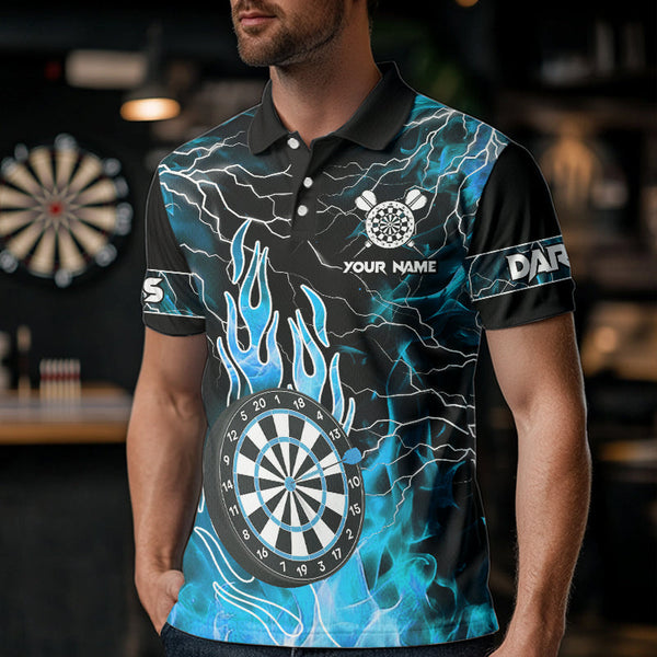 Blue Dart Board Fire Flame Custom Eagle Dart Shirts For Men, Thunder Lightning Dart Team Jerseys TDM3507