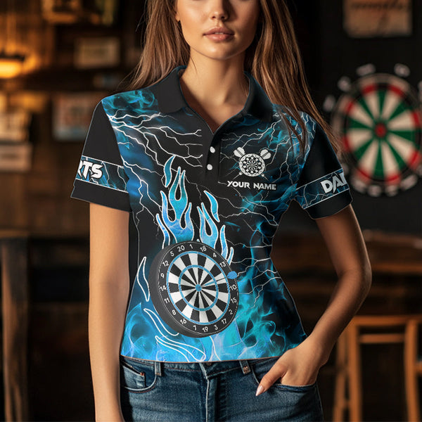 Blue Flaming Custom Eagle Dart Shirt For Women, Thunder Lightning Dart Jersey TDM3507